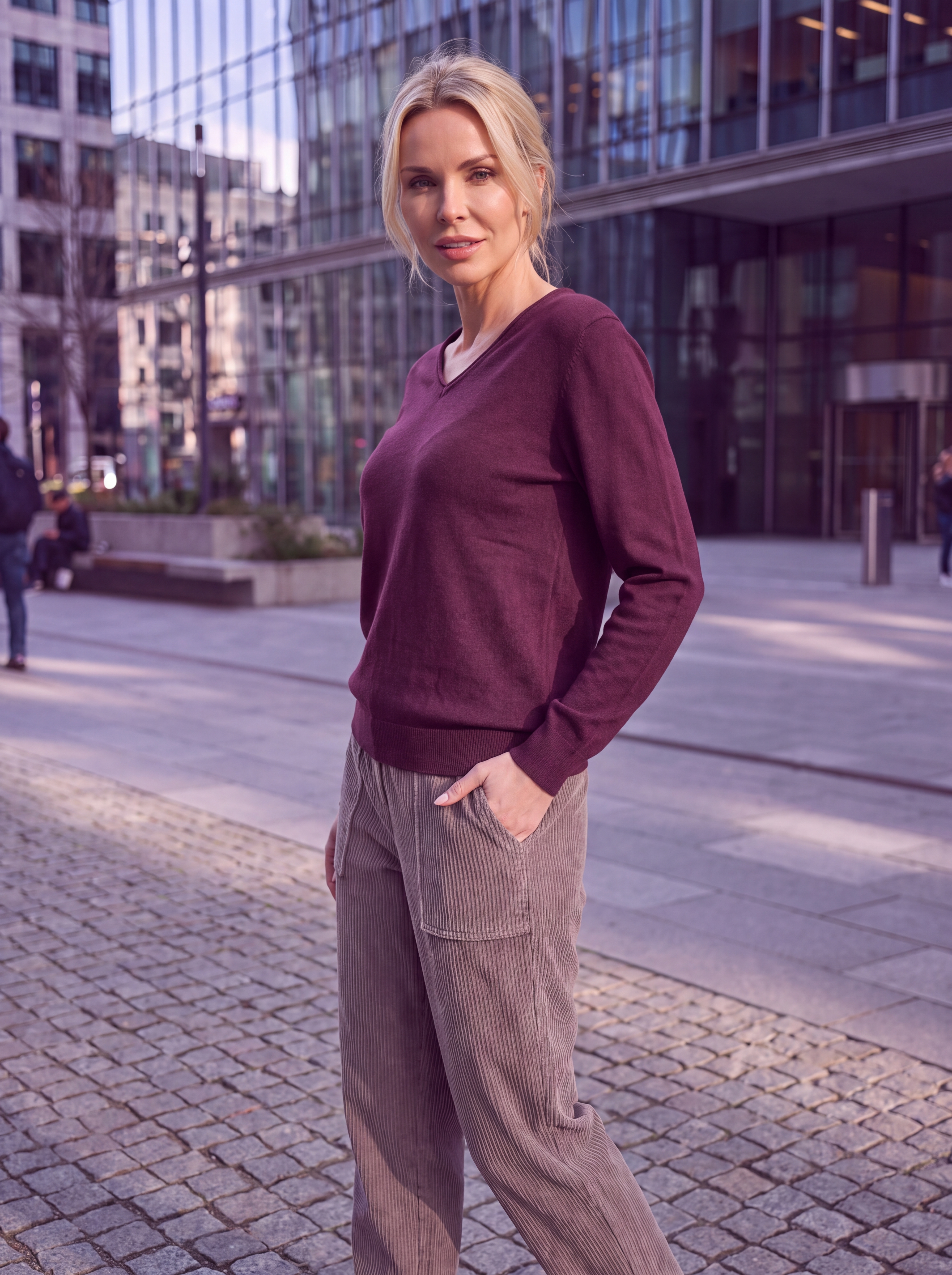 Dámsky pulóver s V-éčkovým výstrihom H.WINTER BURGUNDY Tmavá bordová s.WEAR 9
